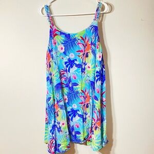 Water Lily Size L Loose Flowy Tropical Floral Print Dress Swim Cover Up